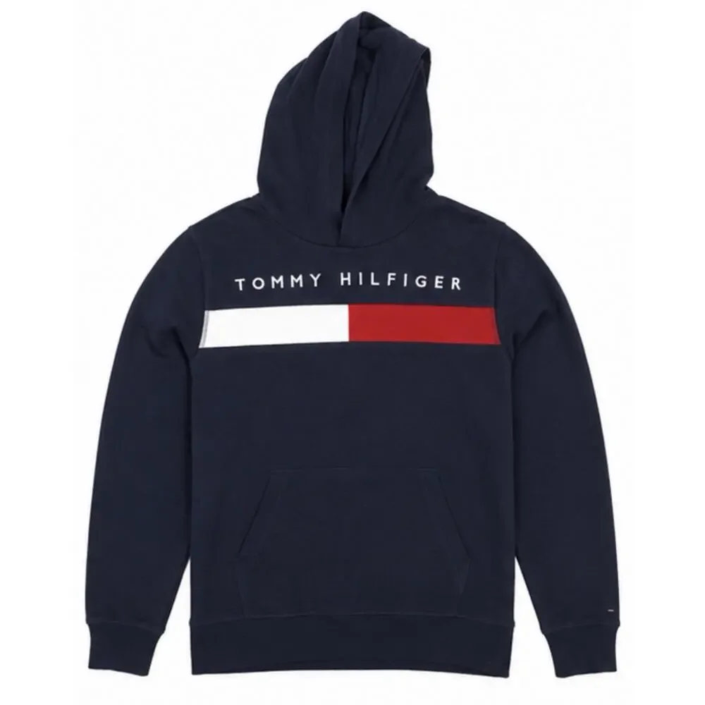 Tommy Hilfiger Youth Hoodie Jogger Set Navy Blue Logo Fleece Tracksuit Size L/M